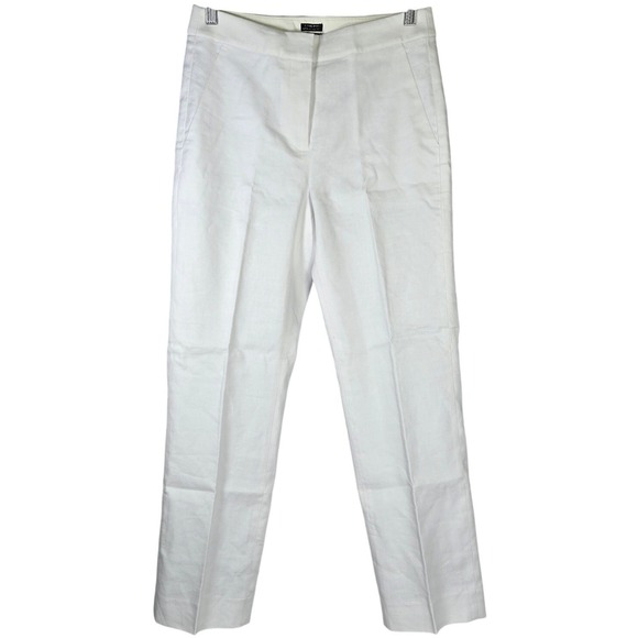J. Crew Kate straight-leg pant in stretch linen blend‎ White 2 BF407 NIB